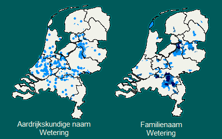 Samenvatting verspreiding van de naam Van de Wetering