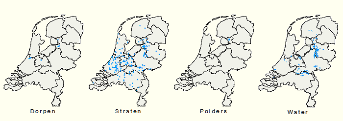 Geografische spreiding van de topografische naam Wetering