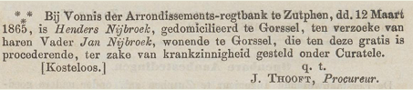 Nederlandsche Staatcourant 26 maart 1865.