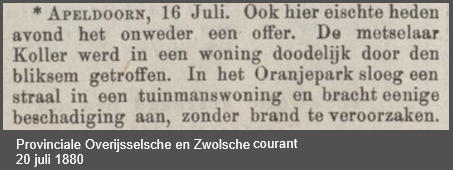 Gerrit Koller, slachtoffer van bliksem