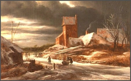 Winterlandschap Jacob Iszaak van Ruisdael. Onbekend is of dit het Slot Ruijsdael is.