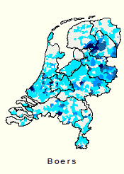 Kerngebied familienaam Boers