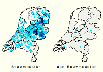 Kerngebied familienaam Bouwmeester