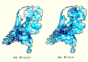 Kerngebied familienaam Bruin