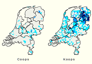 Kerngebied familienaam Coops/Koops