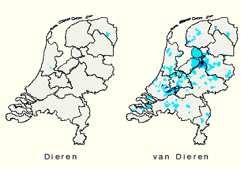 Kerngebied familienaam Van Dieren