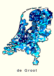 Kerngebied familienaam De Groot