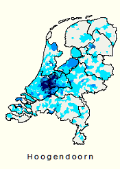 Kerngebied familienaam Hoogendoorn