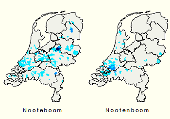 Kerngebied familienaam Nootenboom