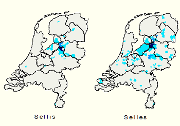 Kerngebied familienaam Selles/Sellis