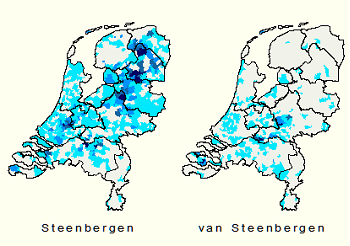 Kerngebied familienaam Steenbergen