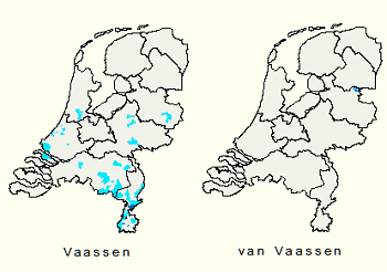 Kerngebied familienaam Vaassen