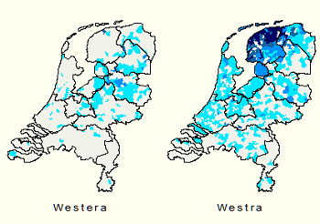 Kerngebied familienaam Westera