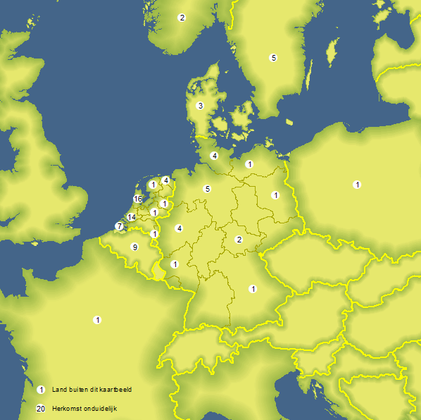 Nationaliteiten aan boord van de Kerkwijk (15-1-1745)